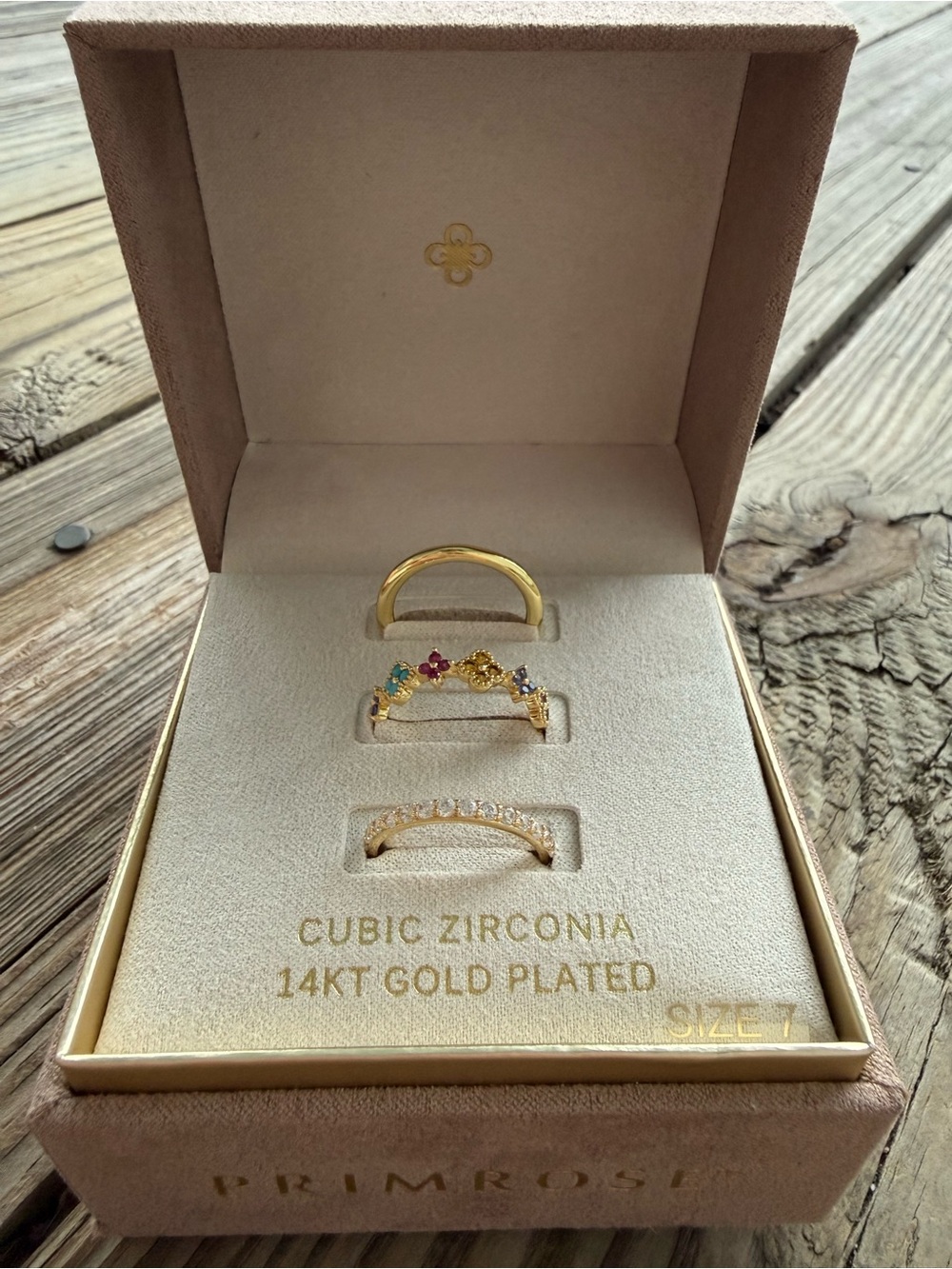 14KT Gold-Plated Multi-Row Cubic Zirconia Stackable Ring Set - Gold